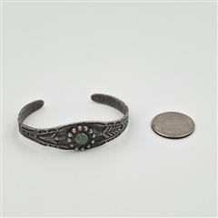 Vintage Fred Harvey Era 925 Sterling Silver Green Turquoise Arrow Cuff Bracelet